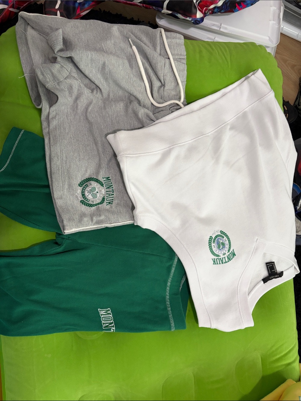 Forever 21 White, Gray & Green Youth Athletic Shorts Trio